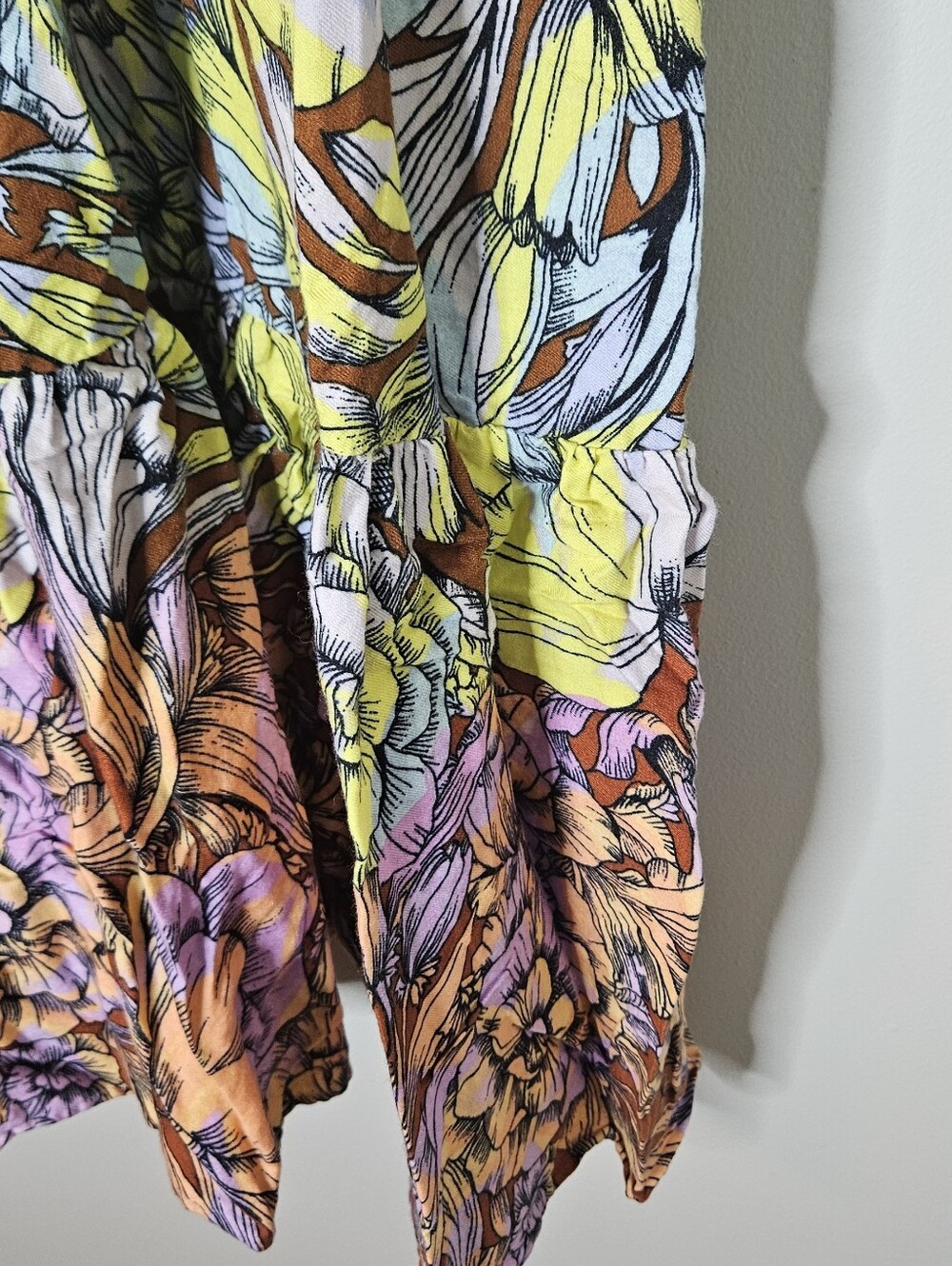 Anthropologie Ruffle-Sleeve Flannel Mini Dress Alexandra Farmer Floral Women's M - Picture 5 of 8